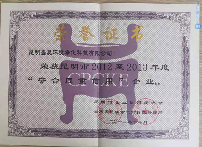 守合同重信用榮譽(yù)證書